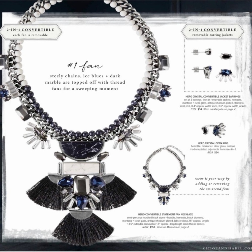 Chloe + Isabel Black and Silver Necklace and Earrings with Blue Accents. Hero! - Picture 7 of 11